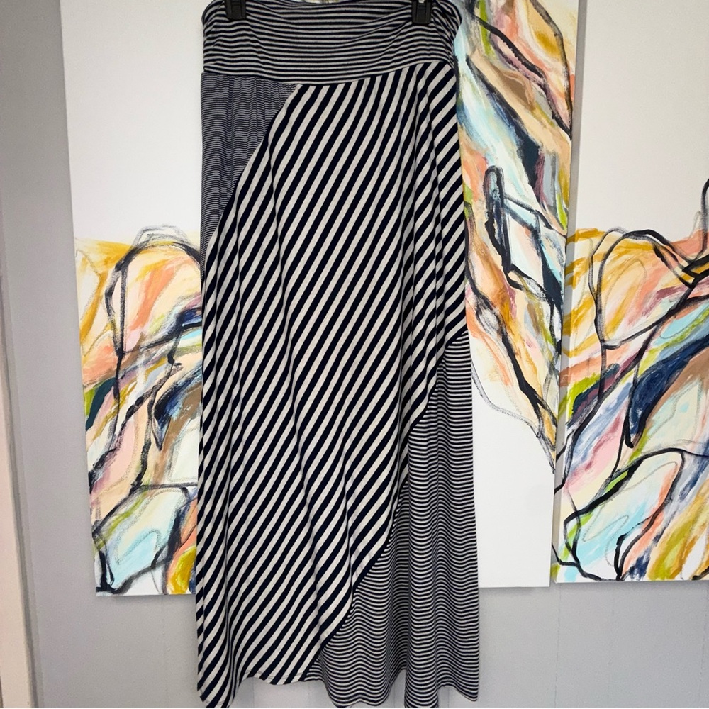 Maurices Navy/Gray Striped Maxi Skirt